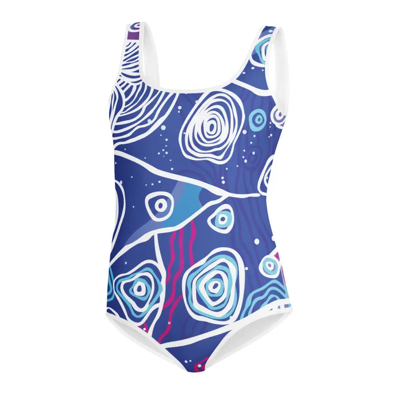 All-Over Print Youth Swimsuit / 8 — White