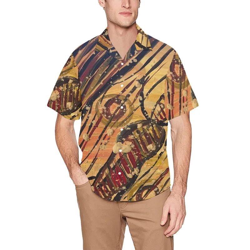 Hawaiian Shirt with Chest Pocket&Merged Design — Design 2 — Midnight Dreaming