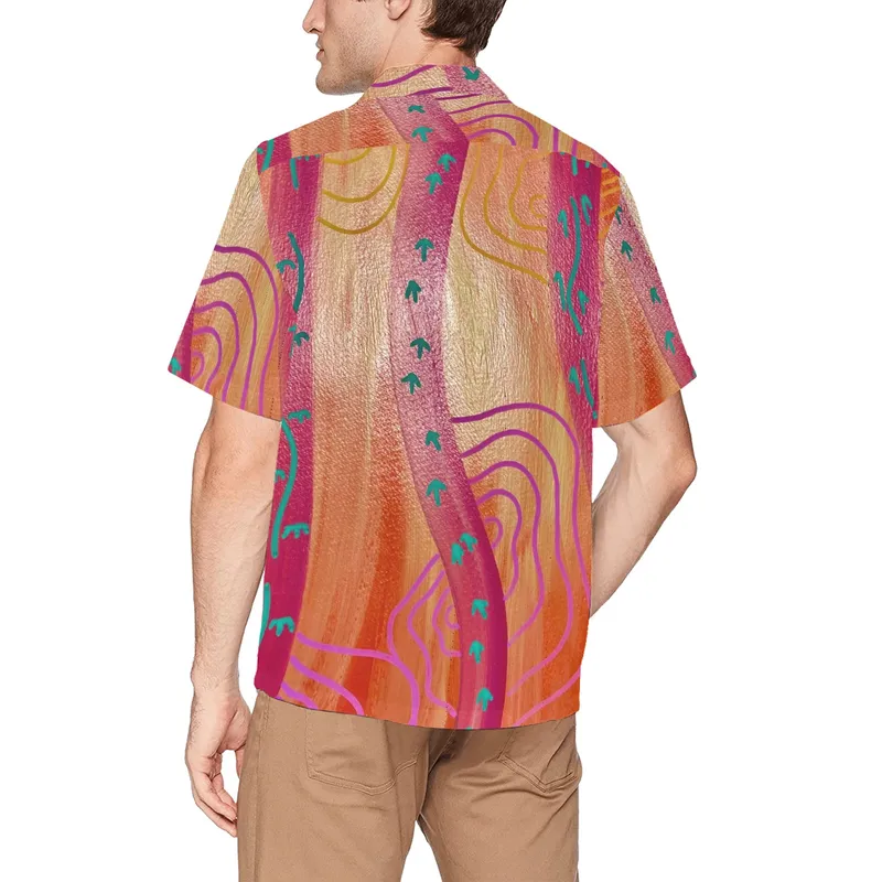 Hawaiian Shirt with Chest Pocket&Merged Design — Midnight Dreaming