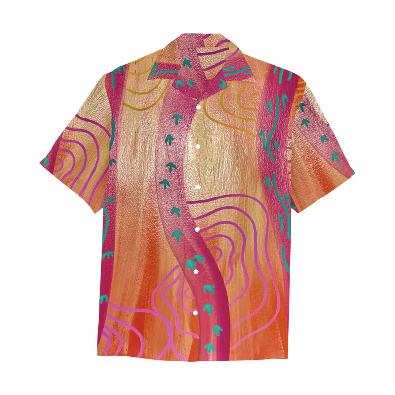 Hawaiian Shirt with Chest Pocket&Merged Design — Midnight Dreaming