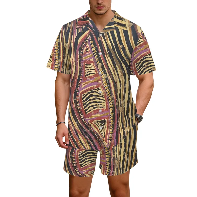 Men's Hawaiian Shirt & Shorts Set — Midnight Dreaming