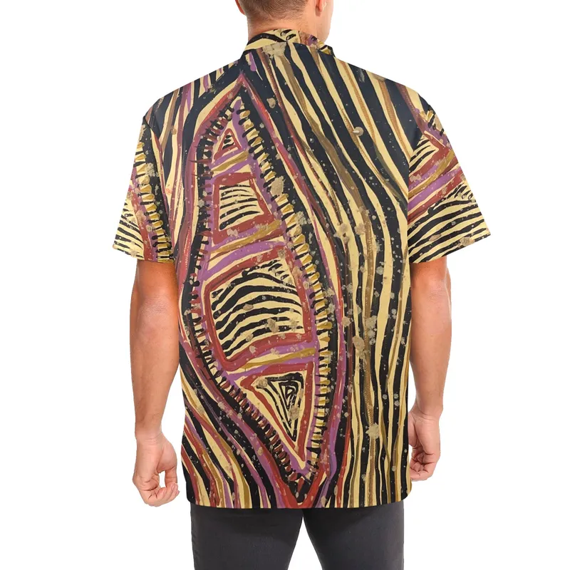 Men's Stand-Up Collar Short Sleeve Shirt — Midnight Dreaming