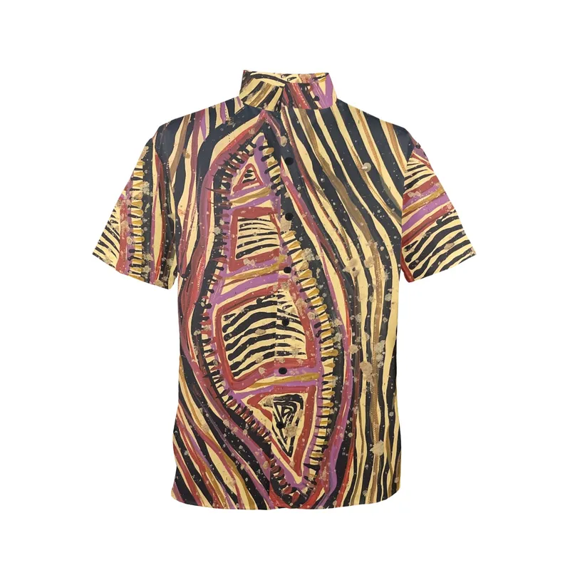 Men's Stand-Up Collar Short Sleeve Shirt — Midnight Dreaming