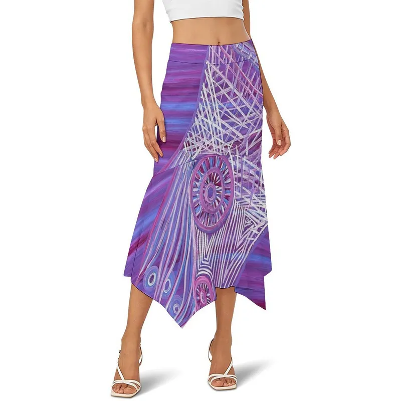 Women's Asymmetrical Flared Long Skirt — Midnight Dreaming