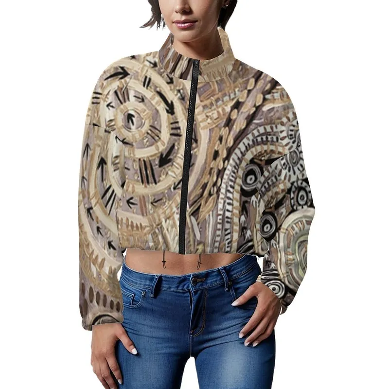 Women's Cropped Fleece Jacket — Midnight Dreaming