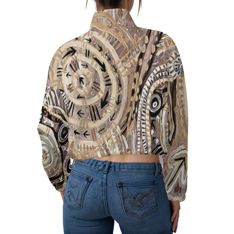 Women's Cropped Fleece Jacket — Midnight Dreaming