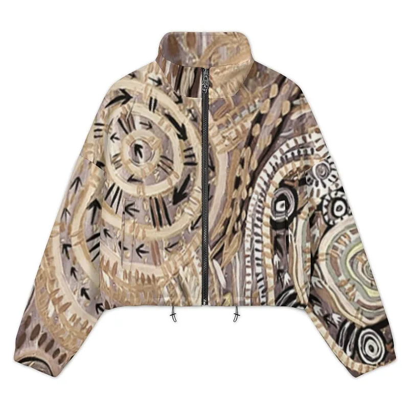 Women's Cropped Fleece Jacket — Midnight Dreaming