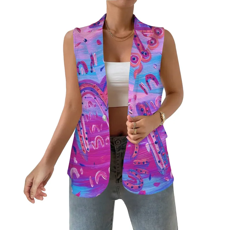 Women's Sleeveless Blazer — Midnight Dreaming