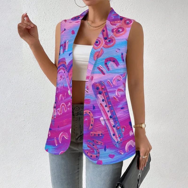 Women's Sleeveless Blazer — Midnight Dreaming