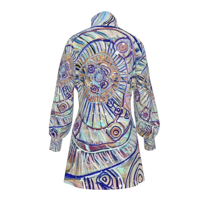 Women's Turtleneck Lantern Sleeve Dress — Midnight Dreaming