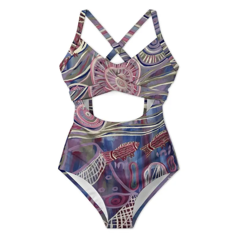Women's Twist Front Tie Back Swimsuit — Midnight Dreaming