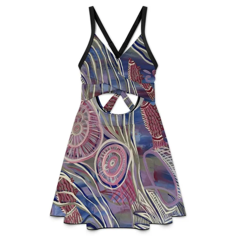 Women's V-neck One-Piece Cutout Swimsuit — Midnight Dreaming